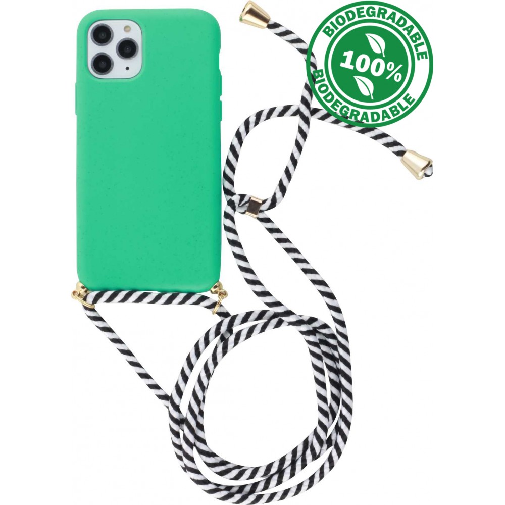 Coque iPhone 11 Pro Max - Bio Eco-Friendly nature avec cordon collier - Turquoise