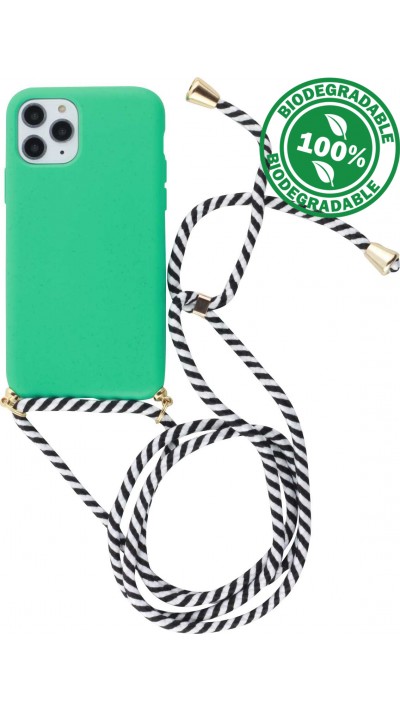 Hülle iPhone 11 Pro Max - Bio Eco-Friendly Vegan mit Handykette Necklace - Türkis