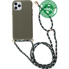 Hülle iPhone 11 Pro - Bio Eco-Friendly Vegan mit Handykette Necklace - Dunkelgrün