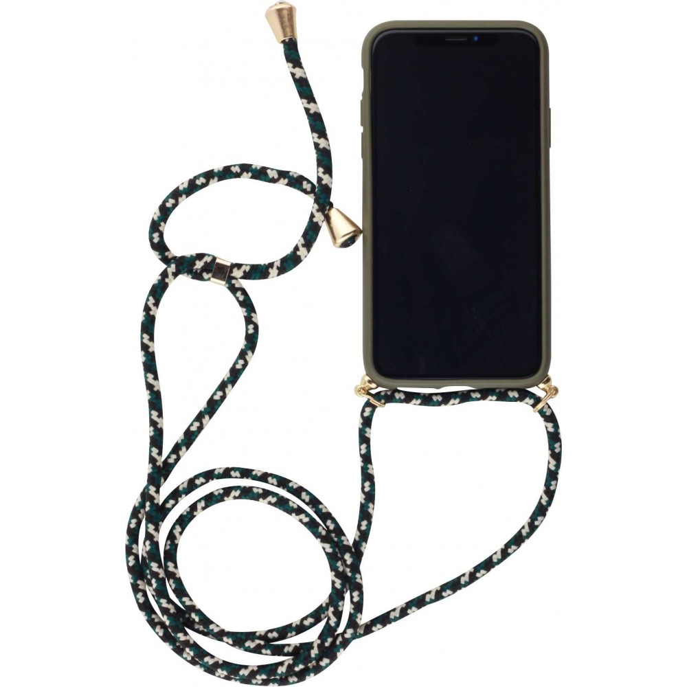 Coque iPhone 11 Pro - Bio Eco-Friendly nature avec cordon collier - Vert foncé