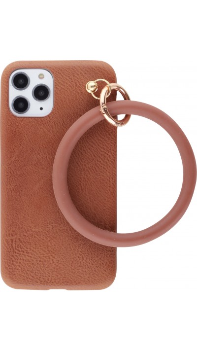 Coque iPhone 11 Pro Max - Bracelet cuir - Brun