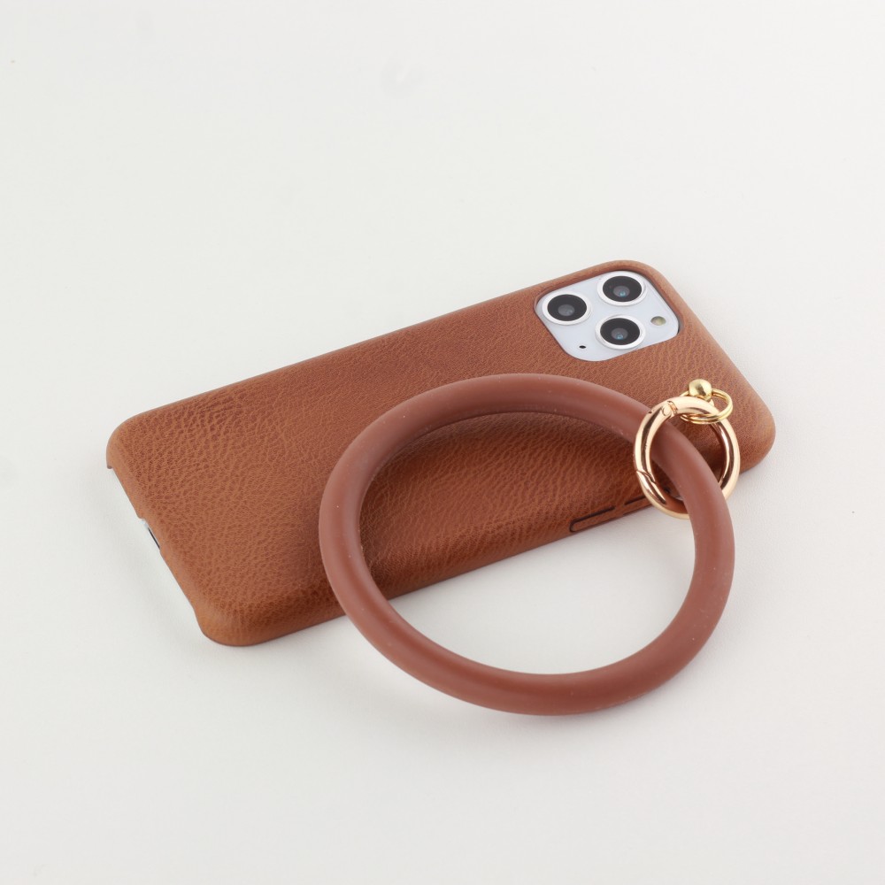 Coque iPhone 11 Pro - Bracelet cuir - Brun