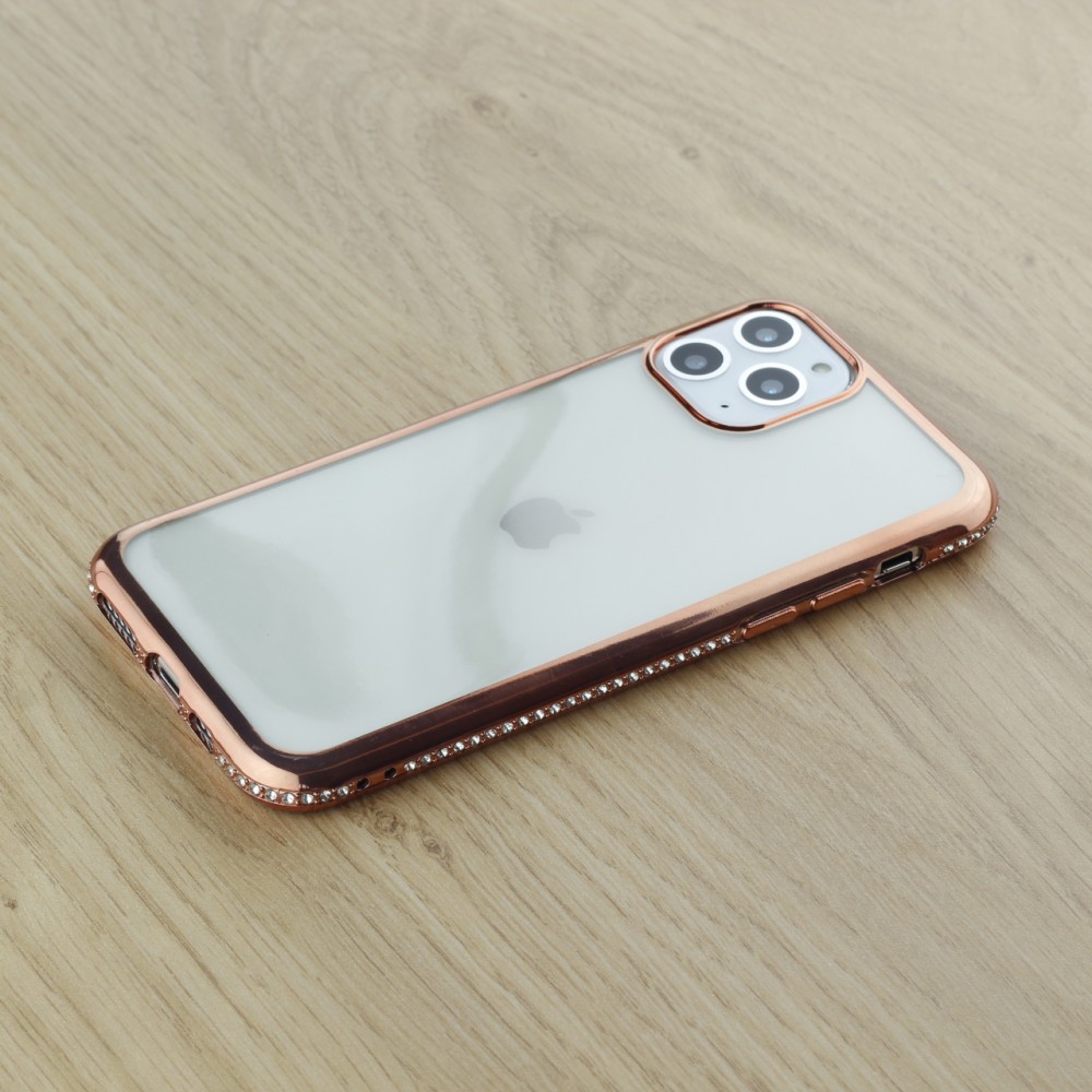 Hülle iPhone 11 Pro Max - Bumper Diamond rosa - Gold