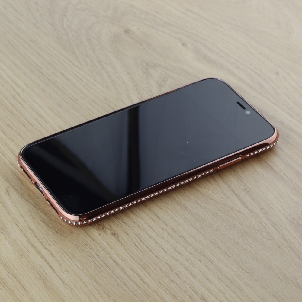 Hülle iPhone 11 Pro Max - Bumper Diamond rosa - Gold