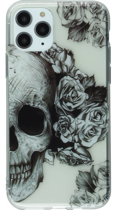 Coque iPhone 11 - Clear crâne roses