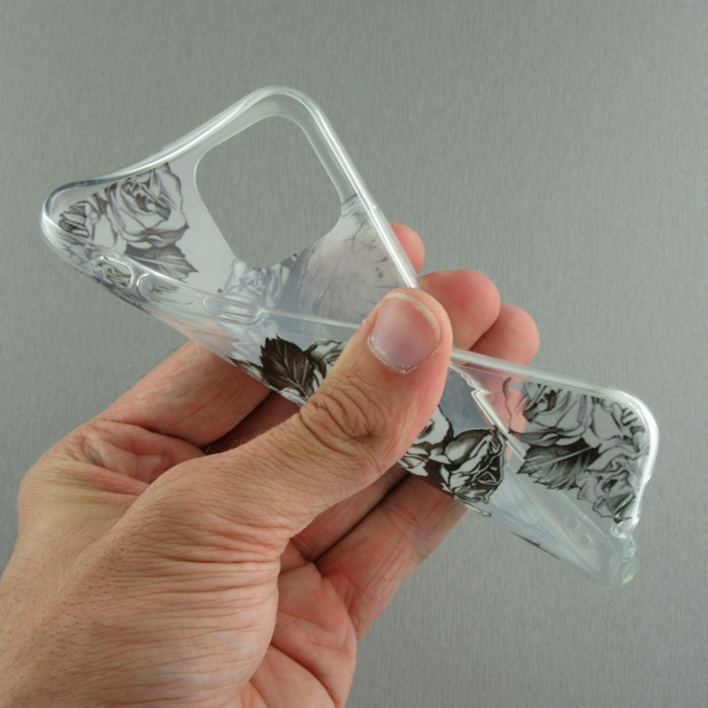 Coque iPhone 11 - Clear crâne roses