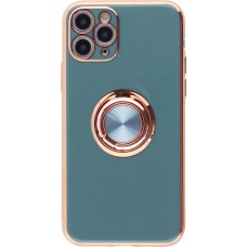 Coque iPhone 11 Pro - Gel Bronze avec anneau gris - Vert