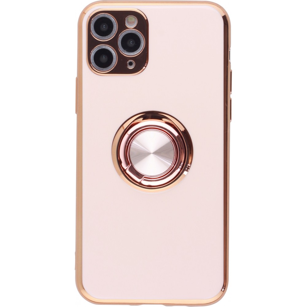 Coque iPhone 11 Pro Max - Gel Bronze avec anneau - Rose