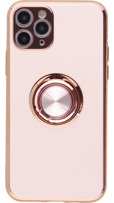 Hülle iPhone 11 Pro - Gummi Bronze mit Ring - Rosa