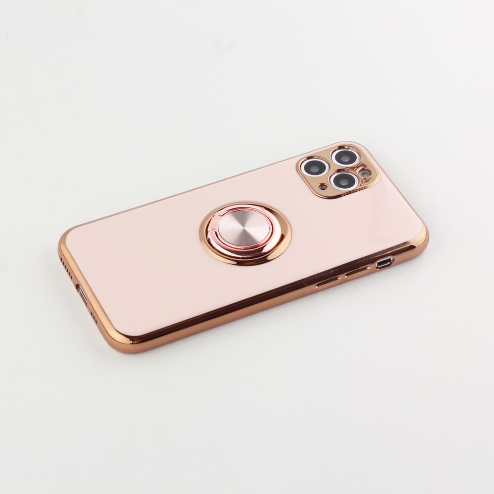 Coque iPhone 11 Pro - Gel Bronze avec anneau - Rose