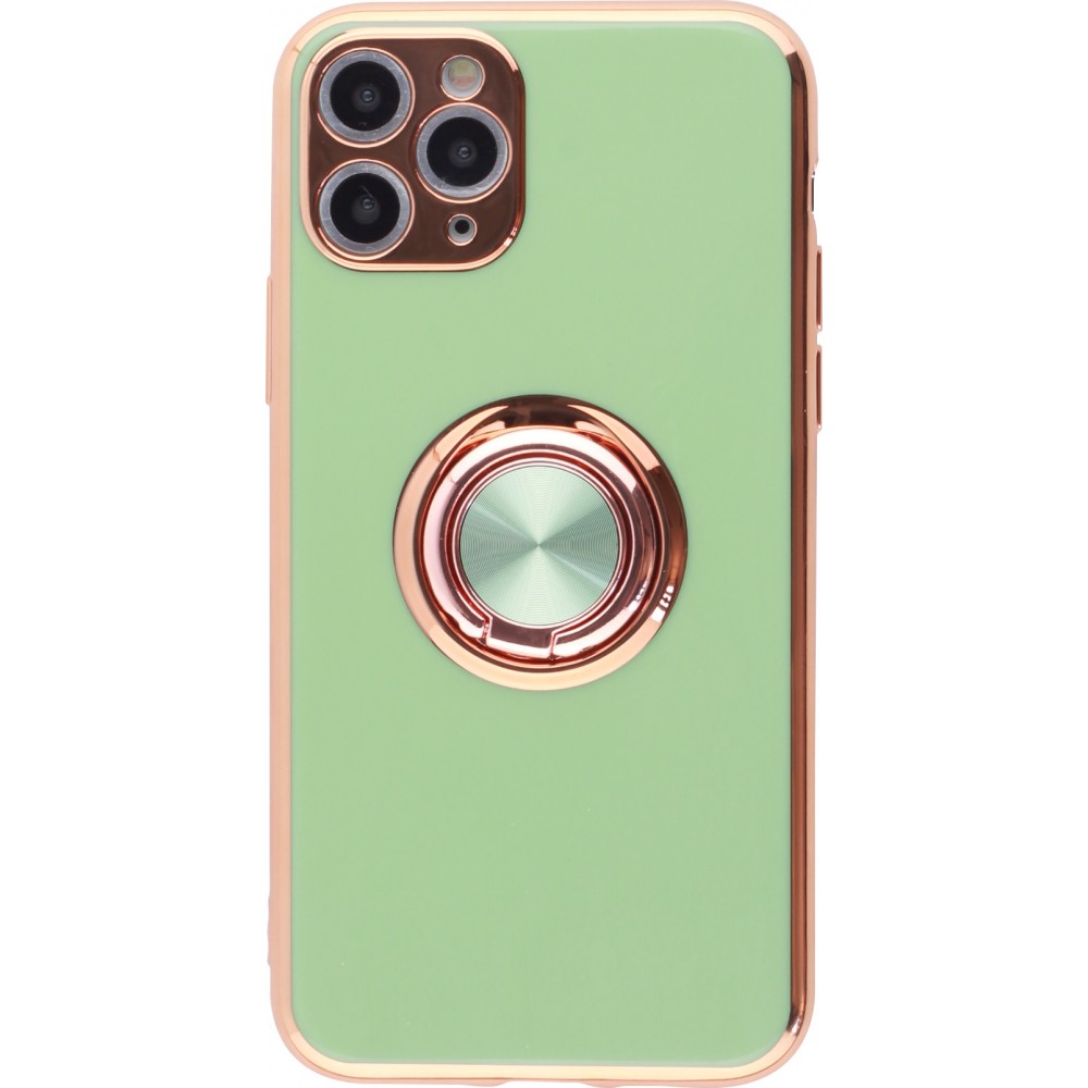 Coque iPhone 11 Pro - Gel Bronze avec anneau vert clair