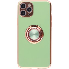 Hülle iPhone 11 Pro - Gummi Bronze mit Ring - Hellgrün