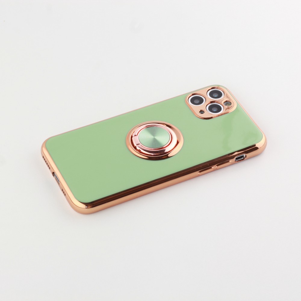 Coque iPhone 11 Pro Max - Gel Bronze avec anneau vert clair