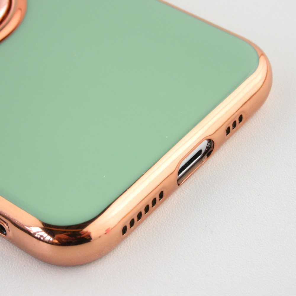 Hülle iPhone 11 Pro - Gummi Bronze mit Ring - Hellgrün
