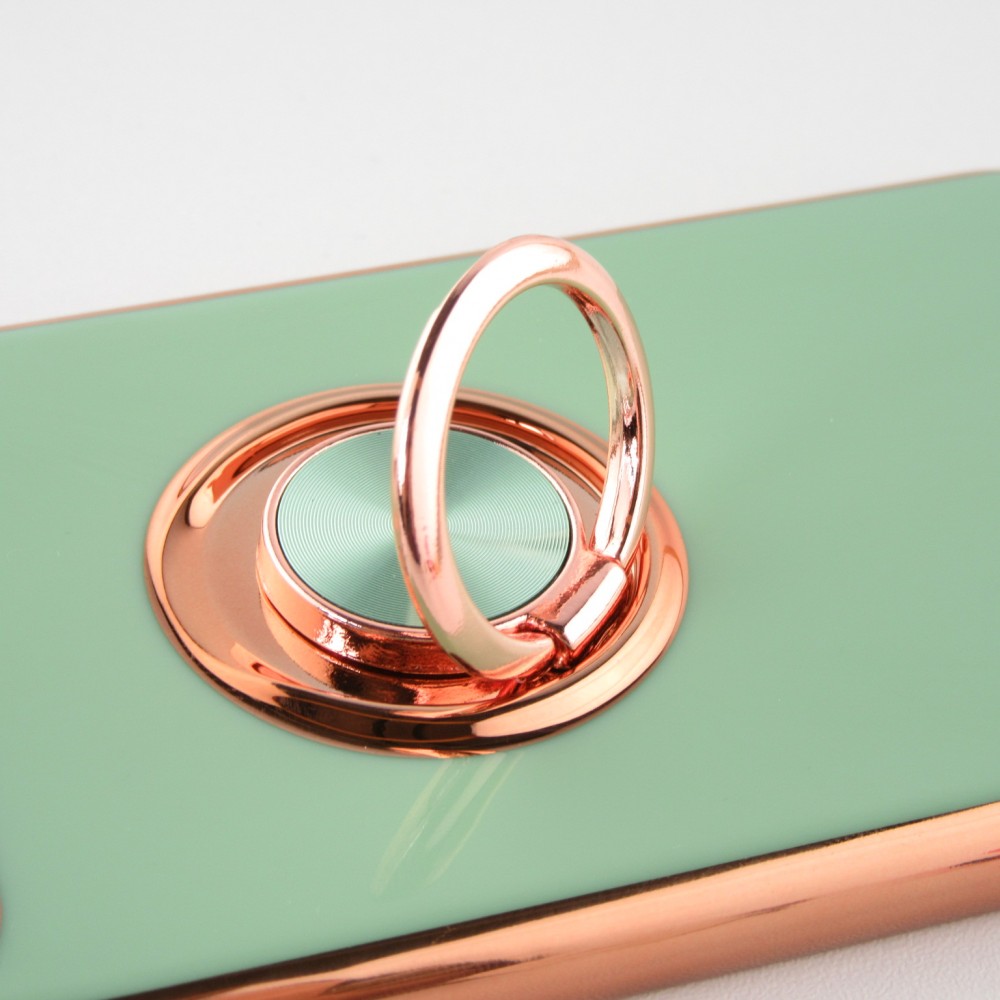 Hülle iPhone 11 Pro - Gummi Bronze mit Ring - Hellgrün
