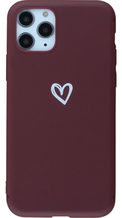 Coque iPhone 11 Pro - Gel coeur - Rouge