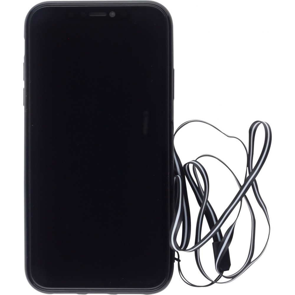 Coque iPhone 11 Pro Max - Gel coeurs 3D  - Noir