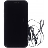 Coque iPhone 11 Pro Max - Gel coeurs 3D  - Noir
