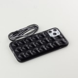 Coque iPhone 11 Pro - Gel coeurs 3D  - Noir