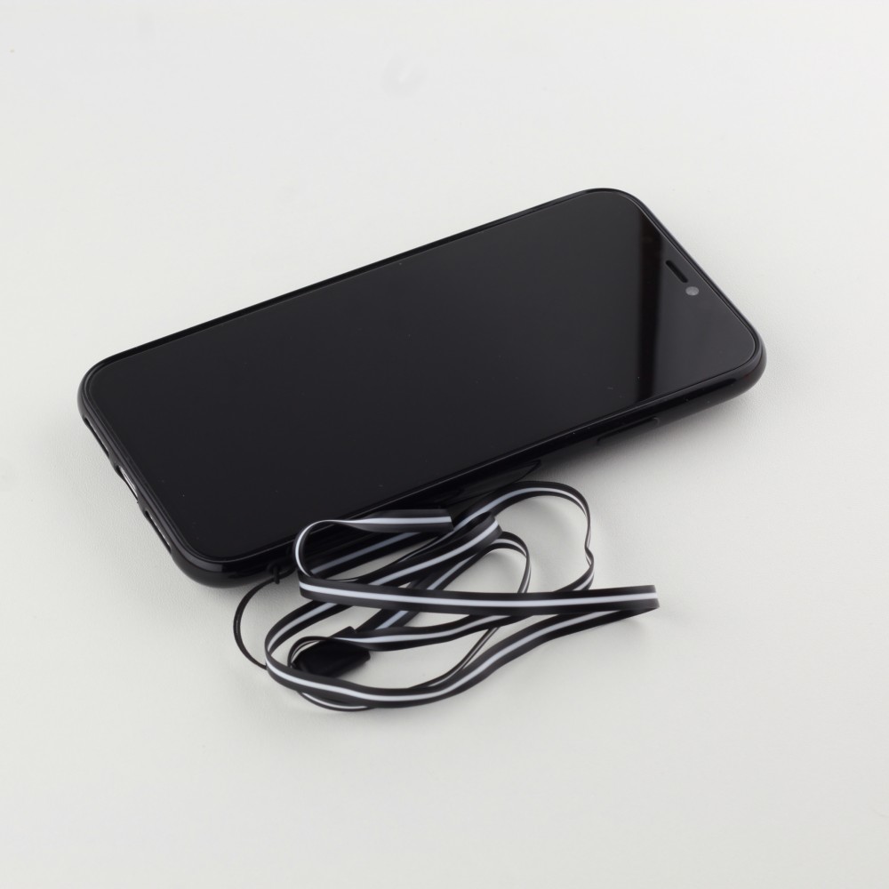 Coque iPhone 11 Pro Max - Gel coeurs 3D  - Noir