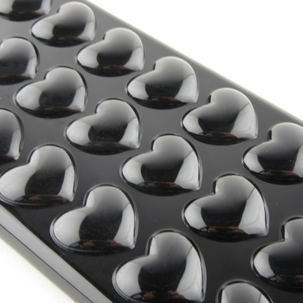 Coque iPhone 11 Pro Max - Gel coeurs 3D  - Noir