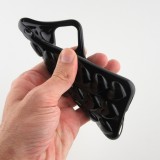 Coque iPhone 11 Pro Max - Gel coeurs 3D  - Noir
