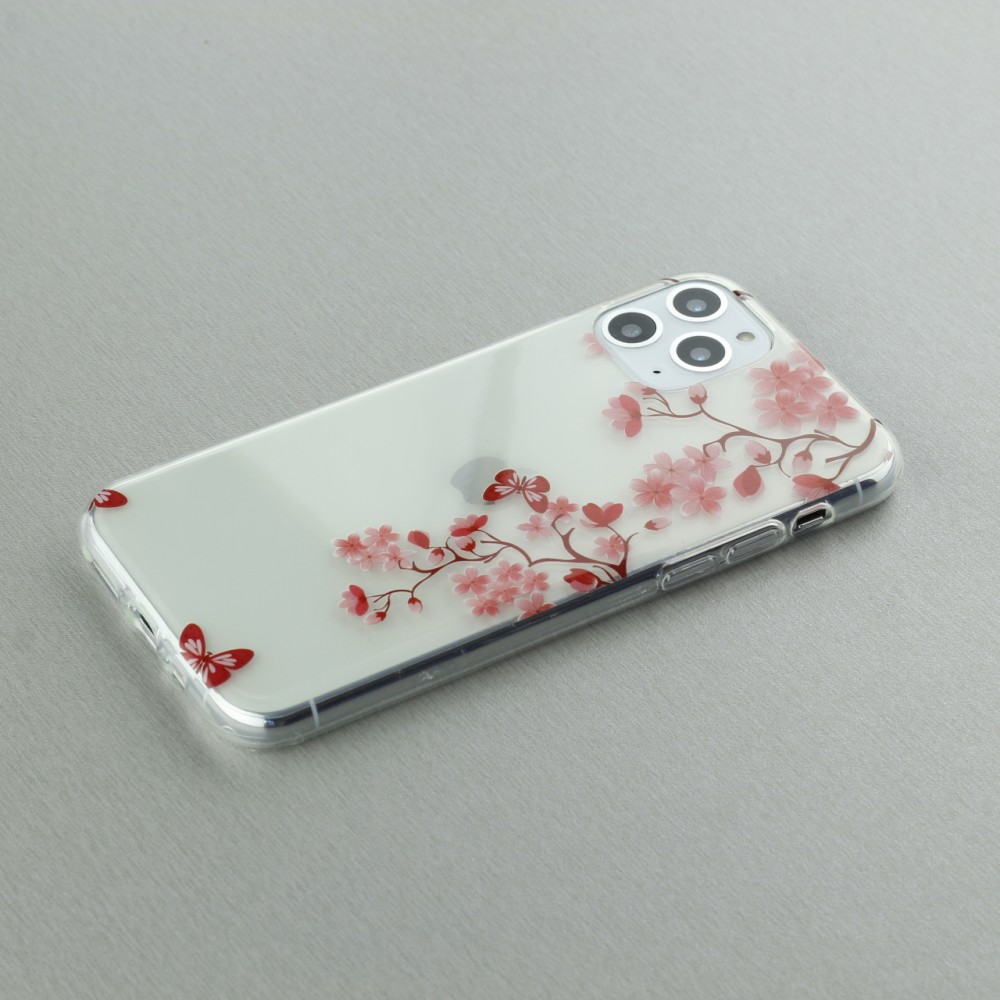 Coque iPhone 11 Pro Max - Gel fleurs papillon