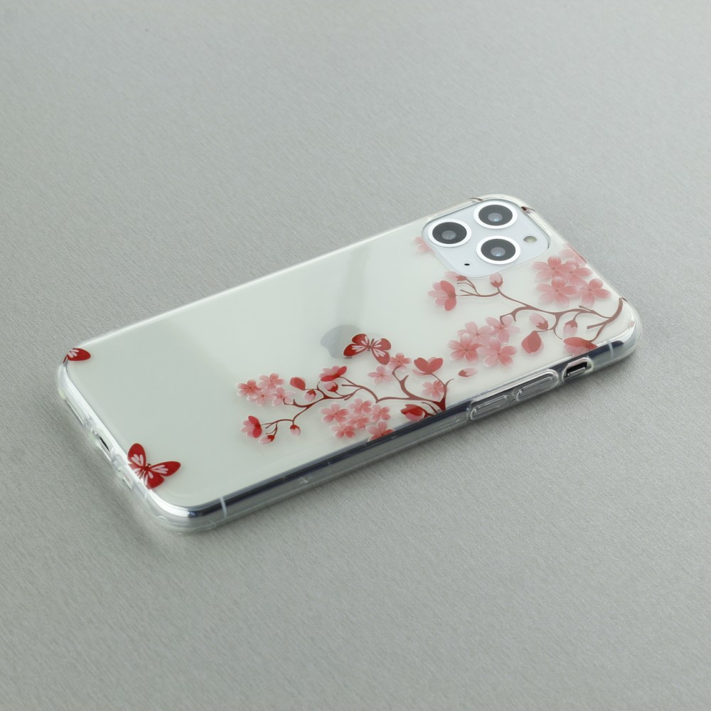 Coque iPhone 11 - Gel fleurs papillon