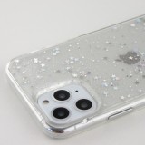 Coque iPhone 11 Pro - Gel paillettes argentées avec anneau - Transparent