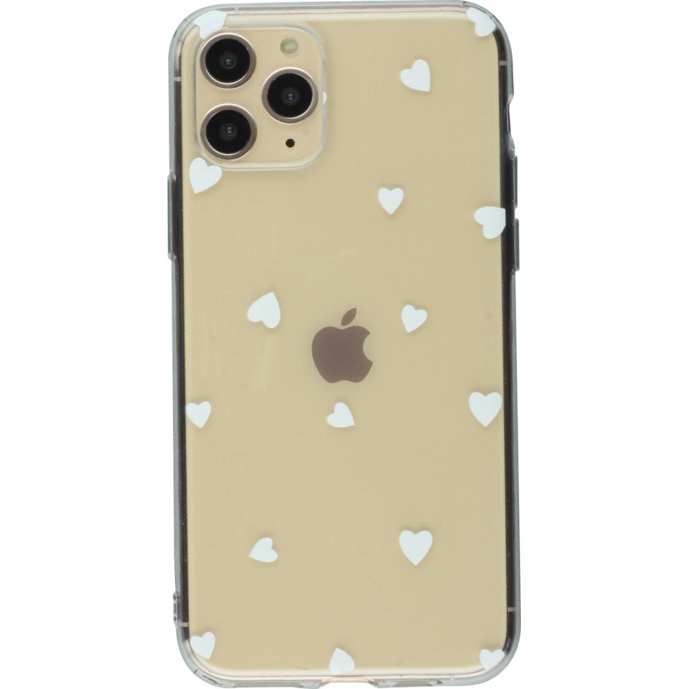 Coque iPhone 11 Pro Max - Gel petit coeur - Blanc