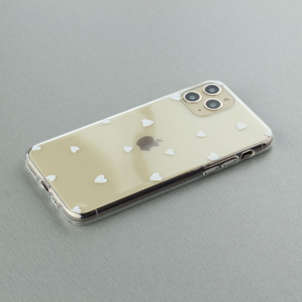 Coque iPhone 11 Pro Max - Gel petit coeur - Blanc