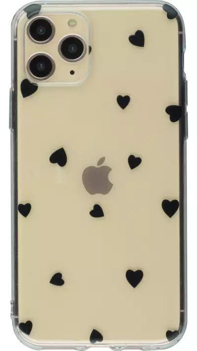 Coque iPhone 11 Pro - Gel petit coeur - Noir