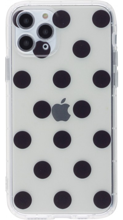 Coque iPhone 11 - Gel pois - Noir