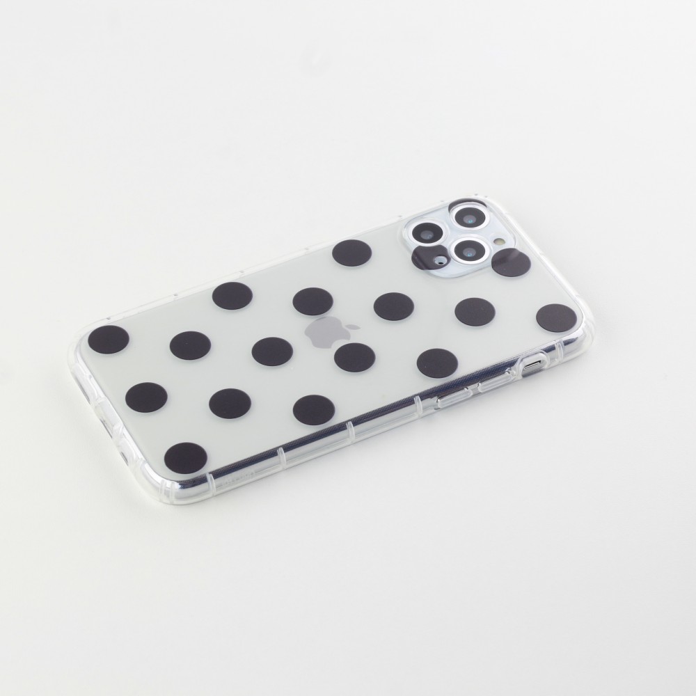 Coque iPhone 11 Pro Max - Gel pois - Noir