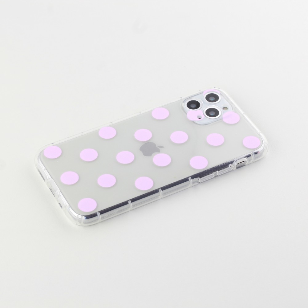 Coque iPhone 11 - Gel pois - Rose