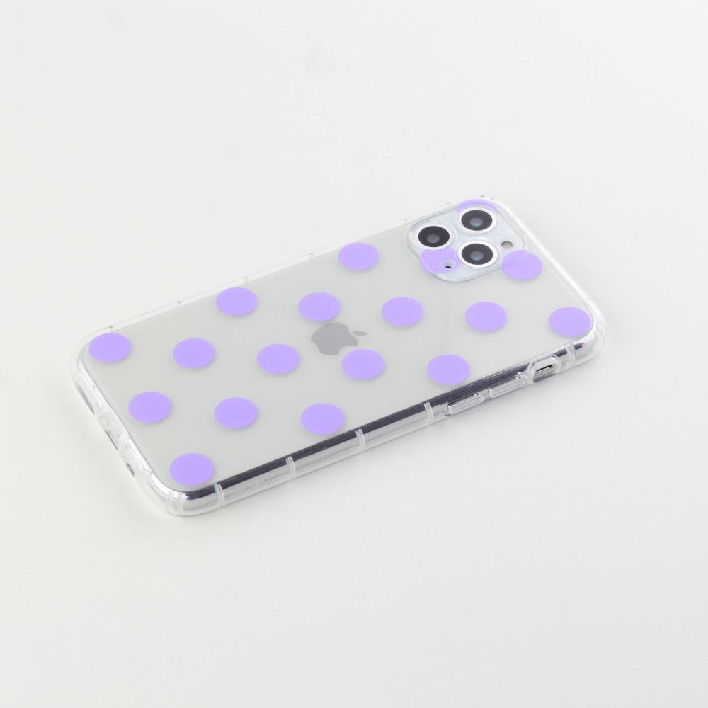 Coque iPhone 11 Pro Max - Gel pois - Violet