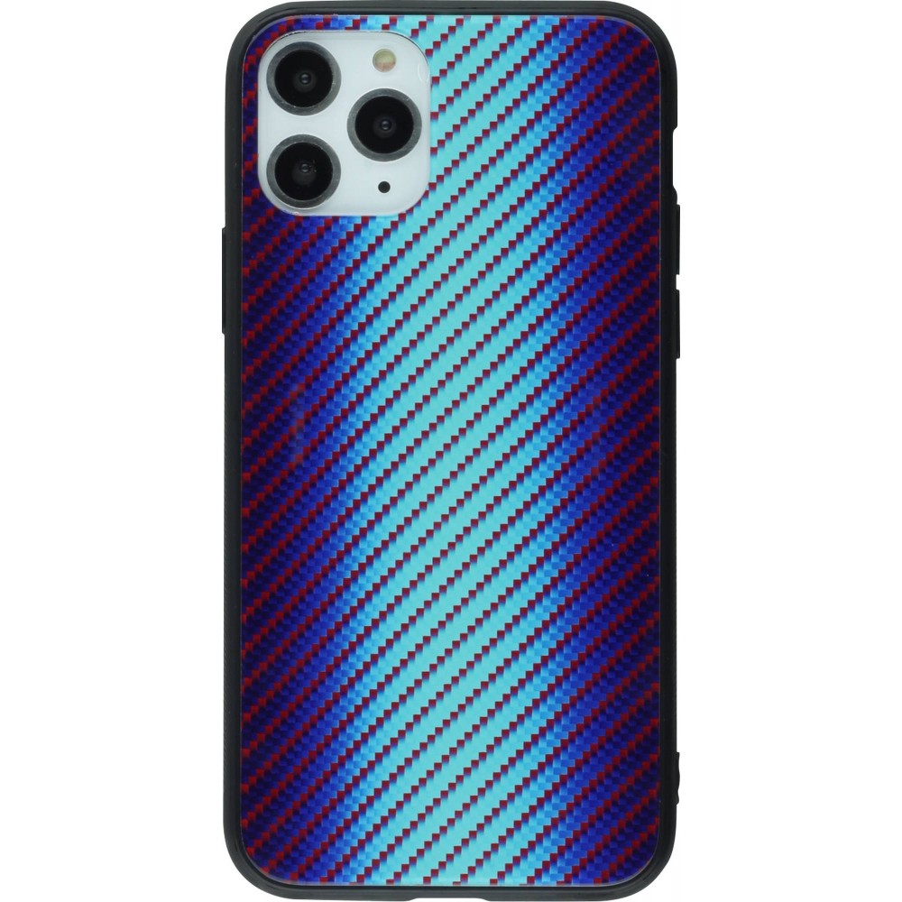 Coque iPhone 11 Pro Max - Glass Carbon - Bleu