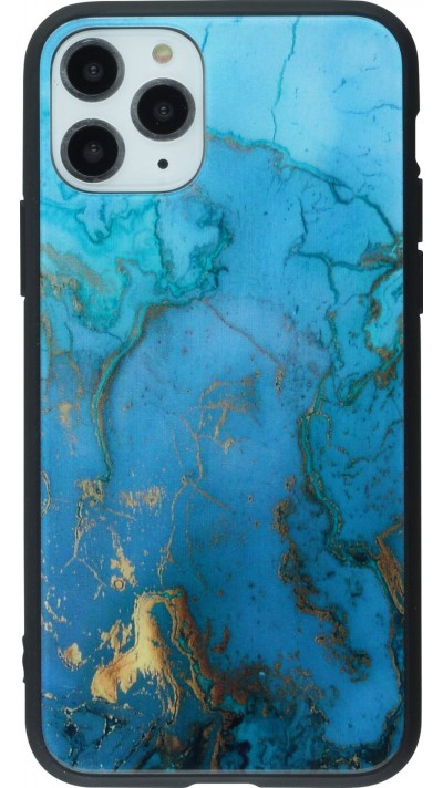 Coque iPhone 11 Pro Max - Glass Marble or - Bleu