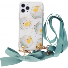 Coque iPhone 11 Pro - Gold Flakes Geometric Lacet jaune