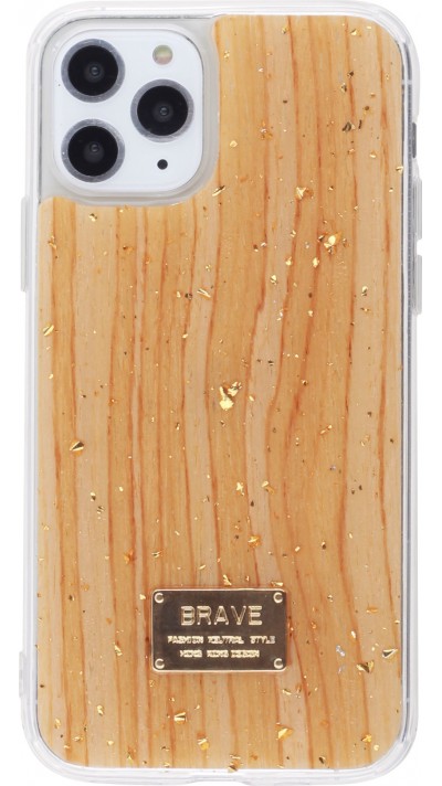 Hülle iPhone 11 Pro - Gold Flakes Brave hell Holz
