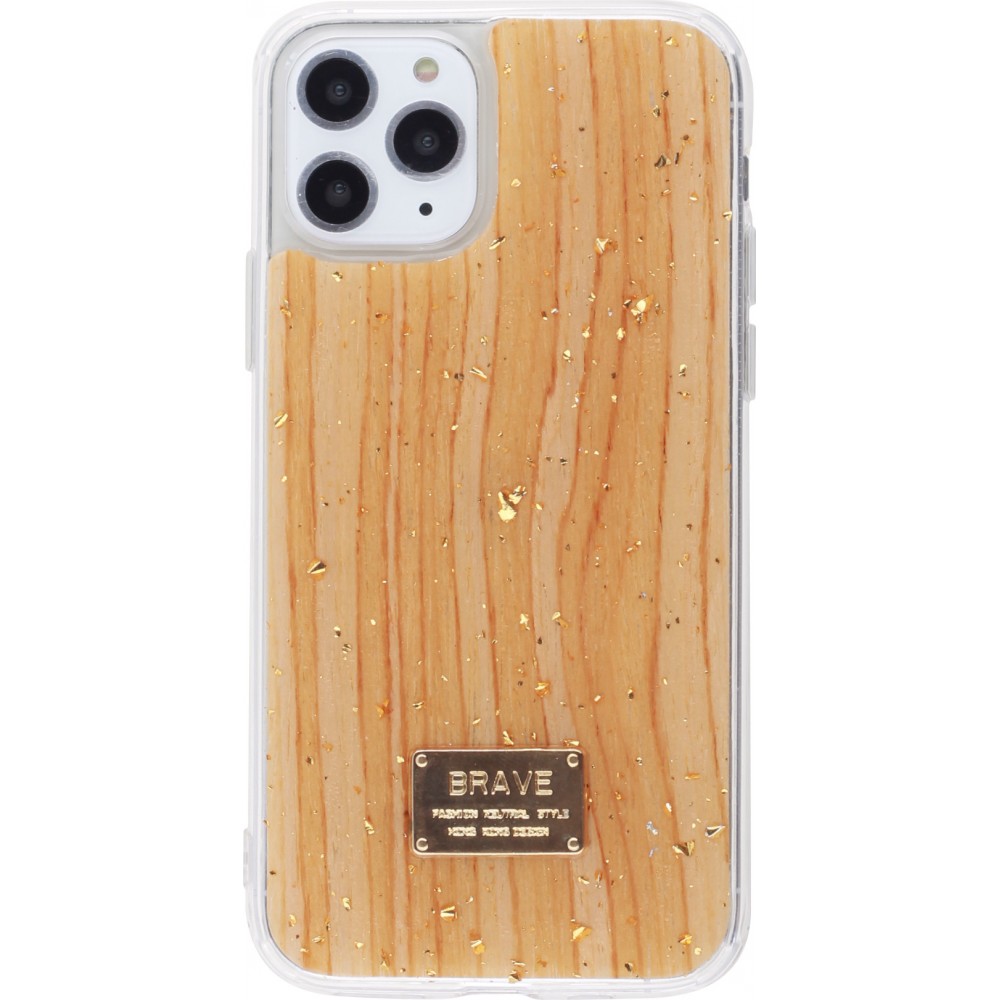 Coque iPhone 11 Pro Max - Gold Flakes Brave bois clair
