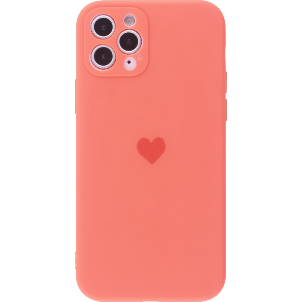 Hülle iPhone 12 Pro - Silikon Mat Herz - Orange