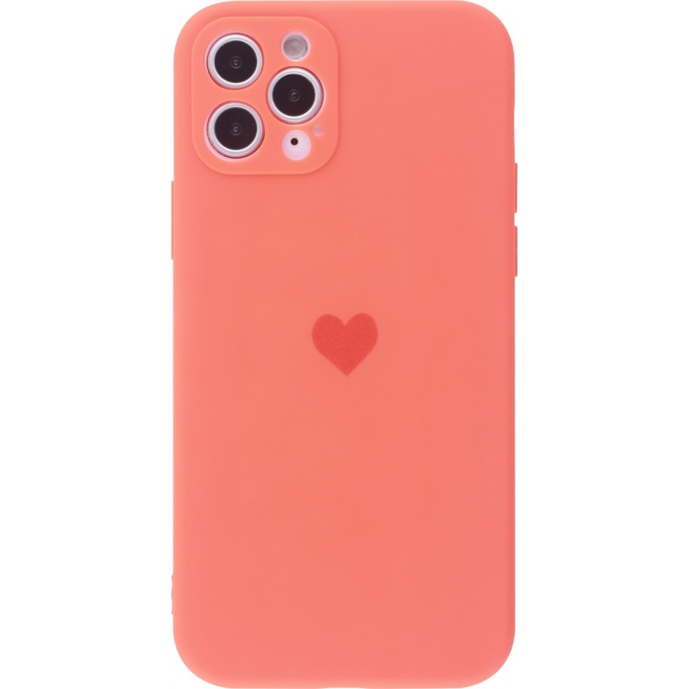 Coque iPhone 12 Pro - Silicone Mat Coeur - Orange