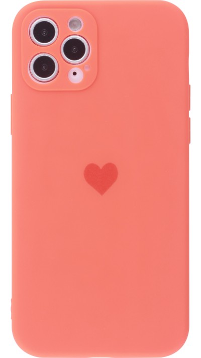 Coque iPhone 12 Pro - Silicone Mat Coeur - Orange