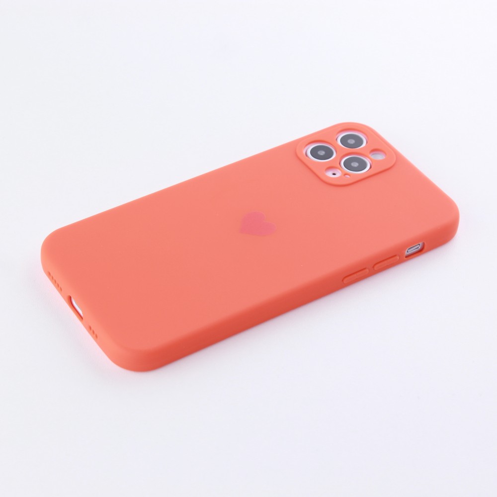 Coque iPhone 11 Pro Max - Silicone Mat Coeur - Orange