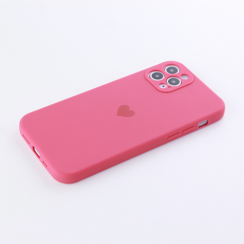 Coque iPhone 12 Pro Max - Silicone Mat Coeur - Rose