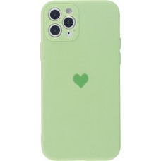 Coque iPhone 11 Pro Max - Silicone Mat Coeur vert clair