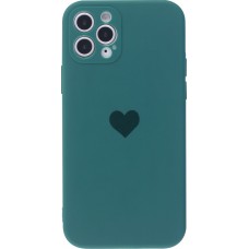 Coque iPhone 11 Pro Max - Silicone Mat Coeur - Vert foncé