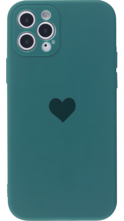 Coque iPhone 11 Pro - Silicone Mat Coeur - Vert foncé