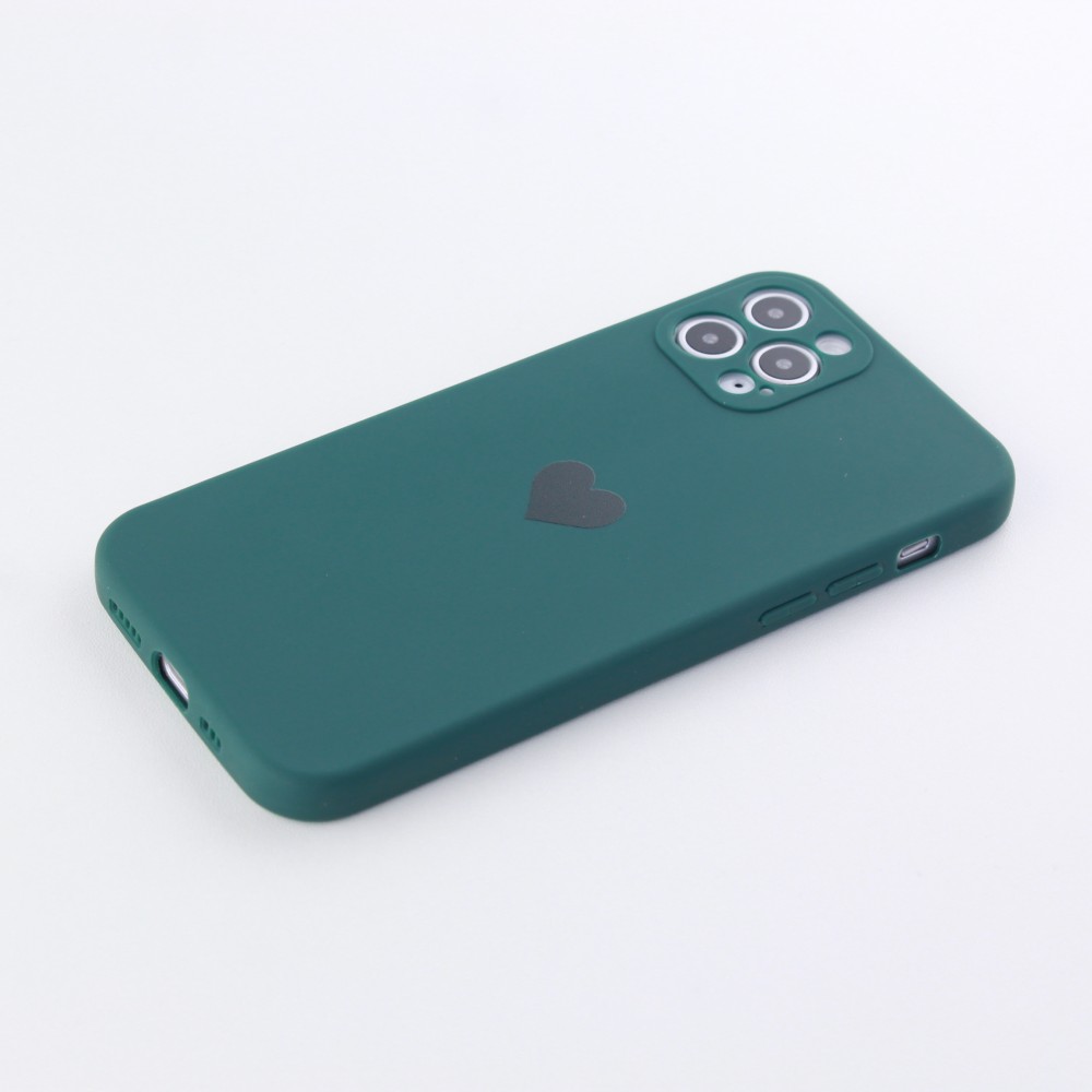 Coque iPhone 12 Pro Max - Silicone Mat Coeur - Vert foncé